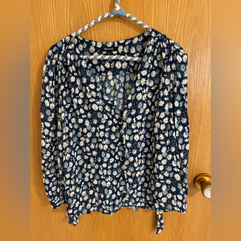 Madewell 3/4 Sleeve Blouse with Flowers
